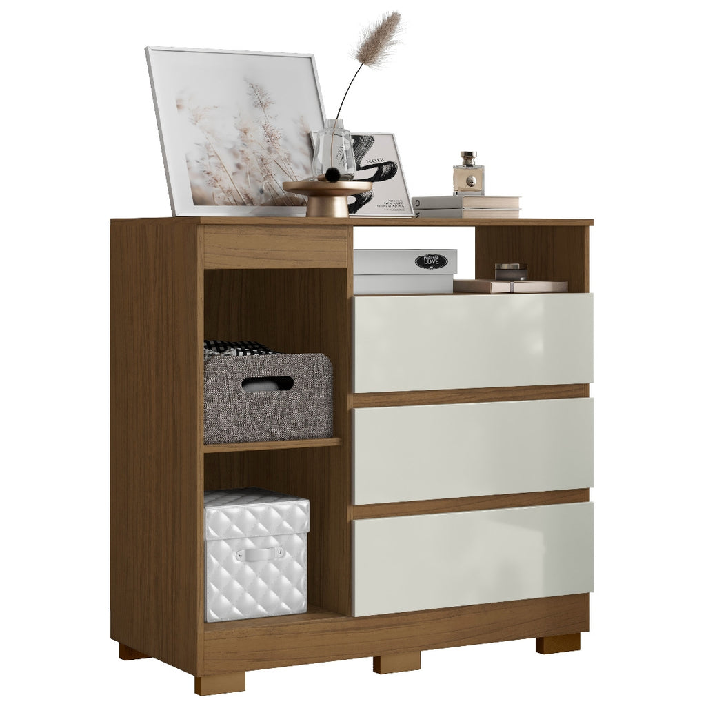 Cômoda 3 Gavetas com Sapateira e Nicho Atacama/Off White – ARAMÓVEIS