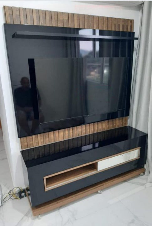 Painel + Bancada até 60″ Vitti Preto/Demolição – DJ MÓVEIS - Móveis furniture