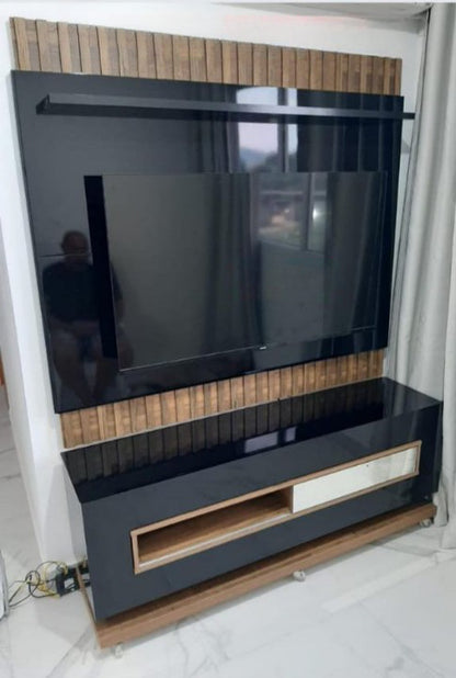 Painel + Bancada até 60″ Vitti Preto/Demolição – DJ MÓVEIS - Móveis furniture