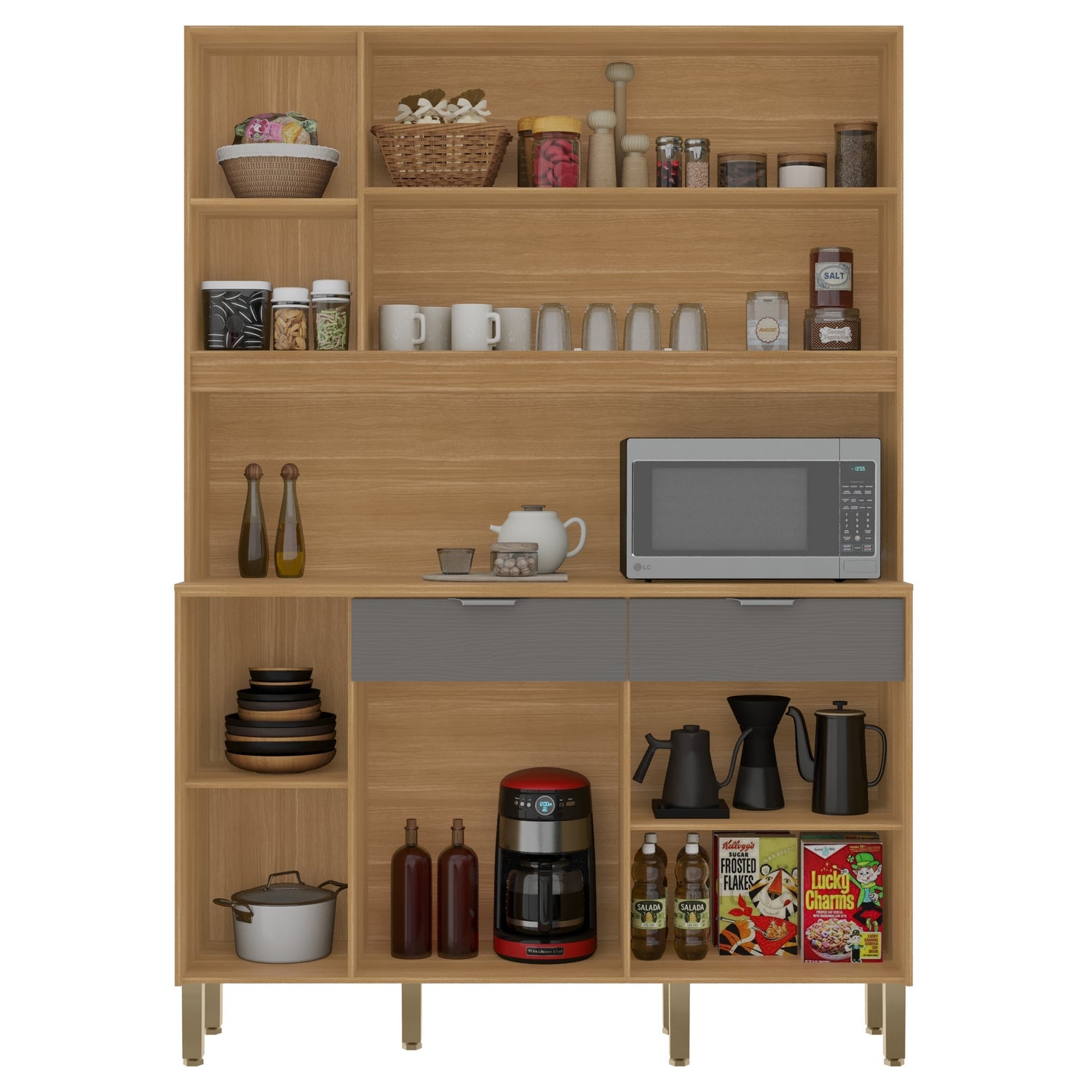 Kit Cozinha Flora 1,447 m Freijó/Gris – KIT’S PARANÁ