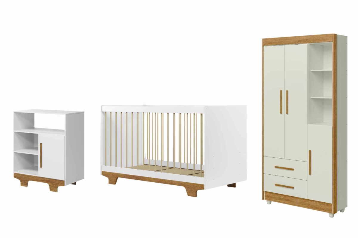 DORMITORIO FLOCOS C/ COLCHAO BRANCO/AMADEIRADO – TIGUS - Móveis furniture