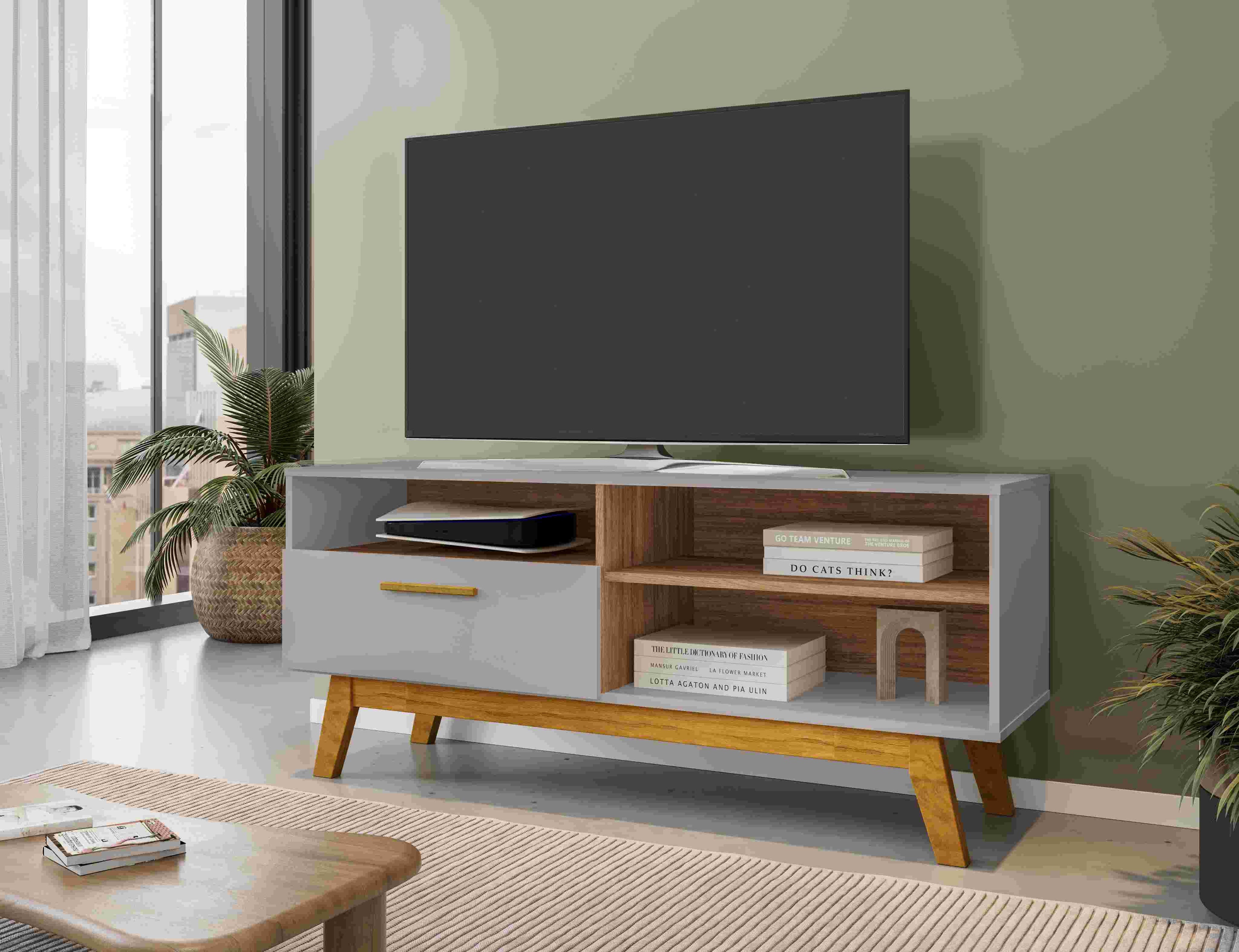 Rack Paladio 1.4 1G3N Off White.Cinamomo Bechara Moveis