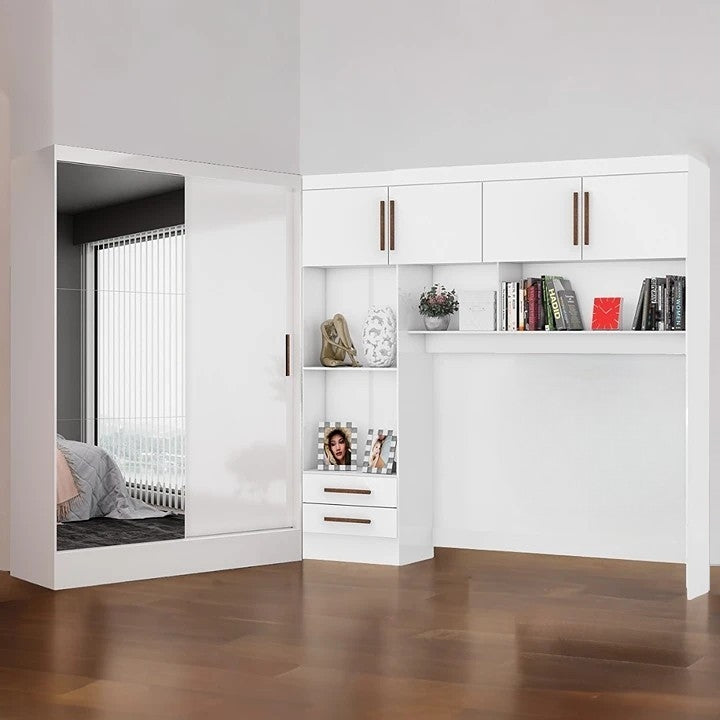 Modulado 4 Portas + Guarda-Roupa 3 Portas Dubai/Santiago Plus Branco – CARIOCA MÓVEIS - Móveis furniture