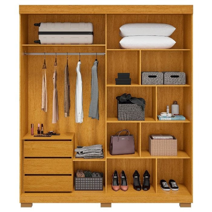 Guarda-Roupa 2 Portas Athena 1,80 m (C/Espelho) Cinamomo/Off White/Cinamomo – ACP MÓVEIS