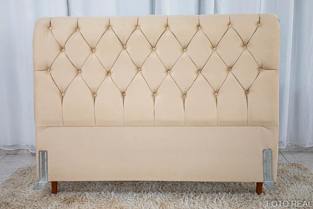 Cabeceira Casal Lavínia Sued Bege Largura 1.40m - Móveis furniture