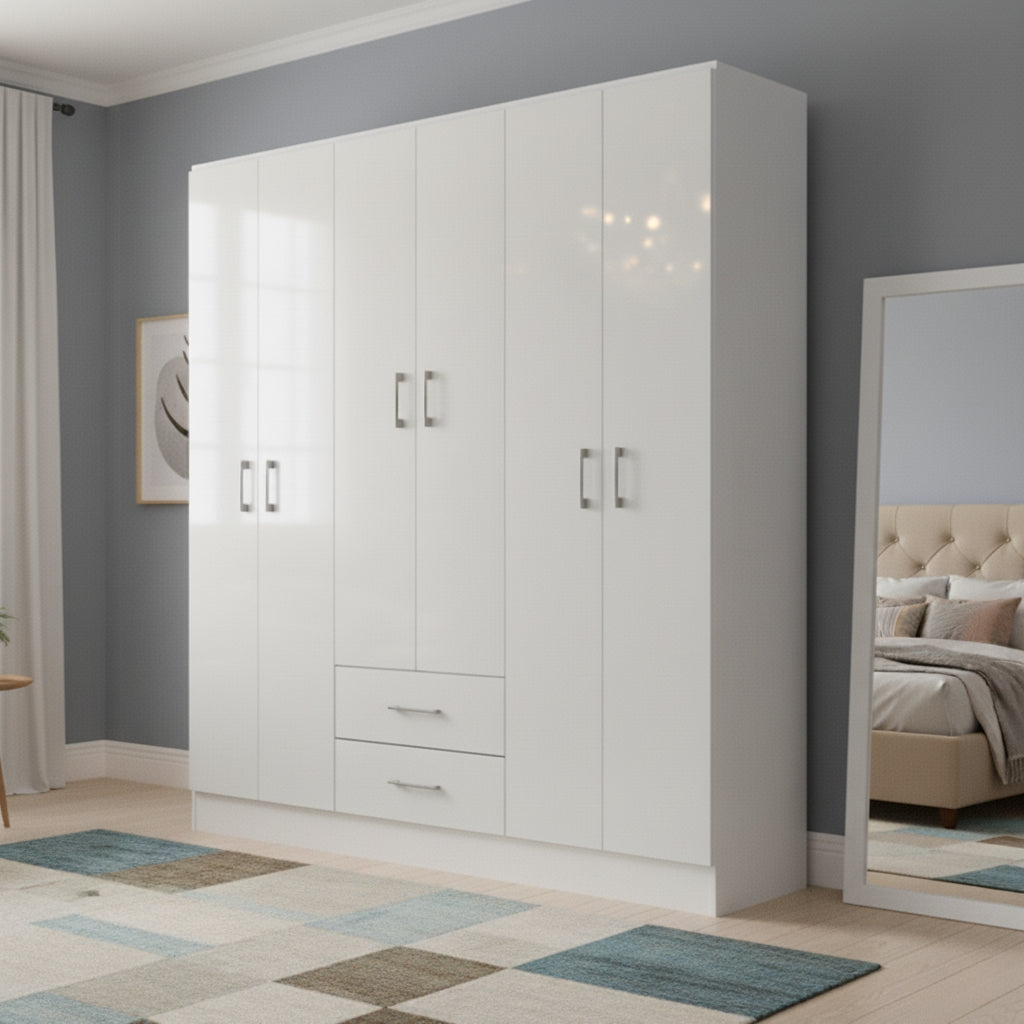 Guarda-Roupa 6 Portas Jamaica 6002 Branco – FELLICCI