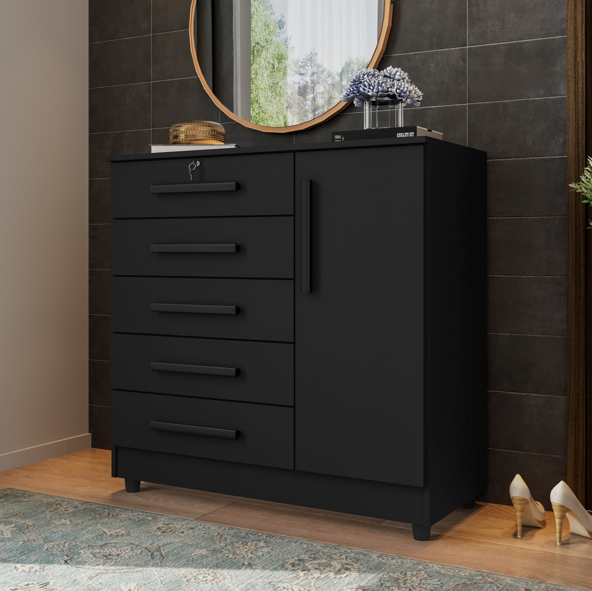 Cômoda com Sapateira Vitória Preto – RUD RACK