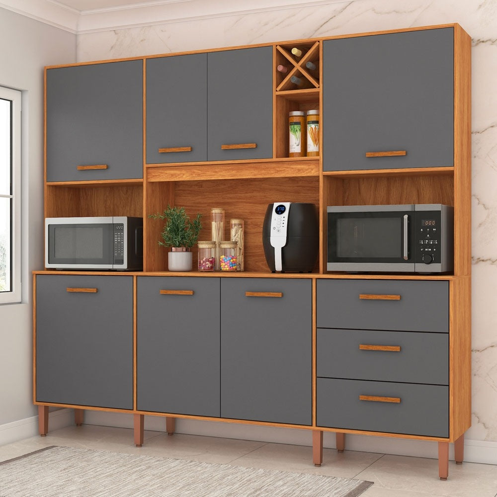 Kit Cozinha Modena CM730 2,18 m Cinamomo/Grafite – FELLICCI