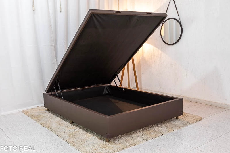 Box Baú Casal Pop 138x188x42 Tiza Korino Marrom Nature