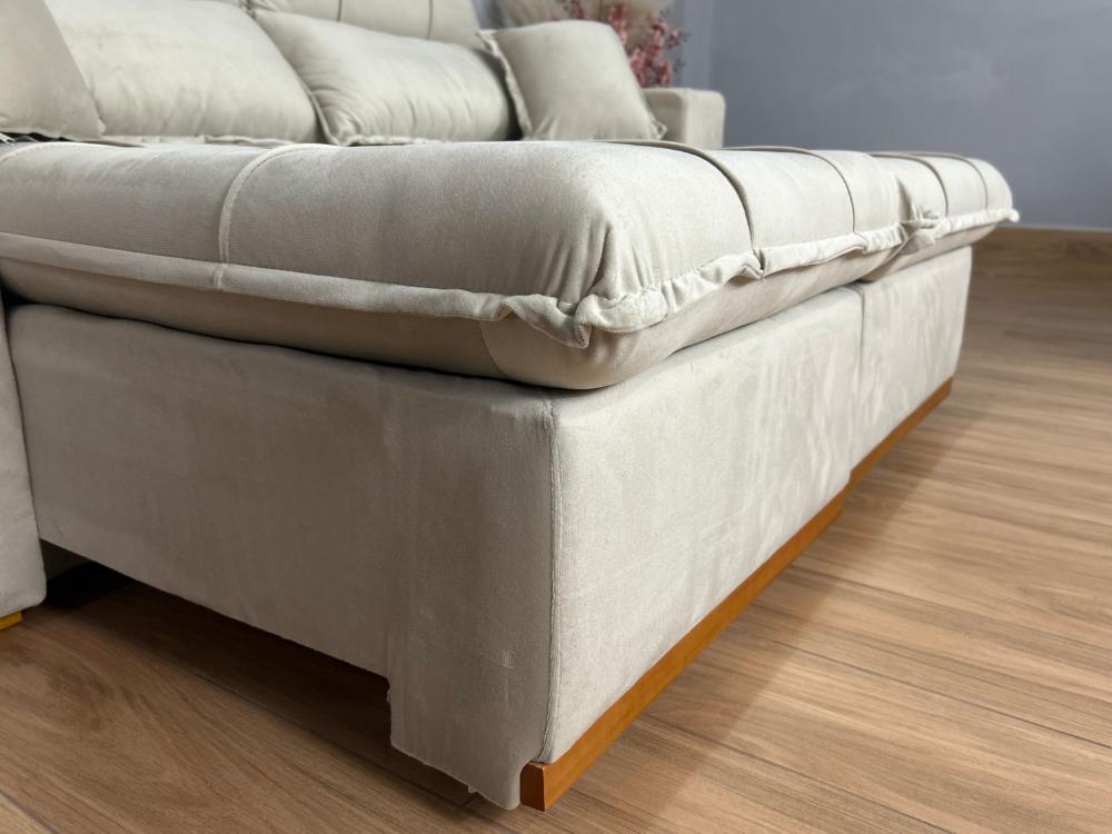 Sofá Retrátil Reclinável Oásis 1.80m – Bege Veludão