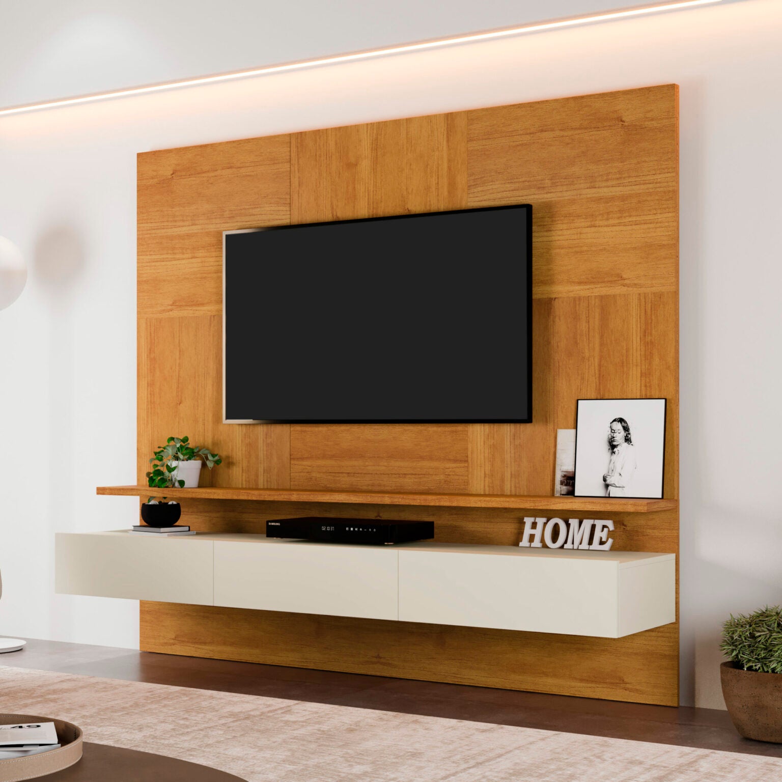 Painel até 75″ Nápoles Naturale/Off White - Móveis furniture