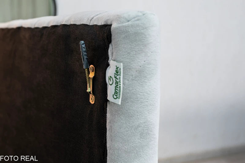 Cabeceira Casal Rio Veludinho Prata Largura 1.40m - Móveis furniture