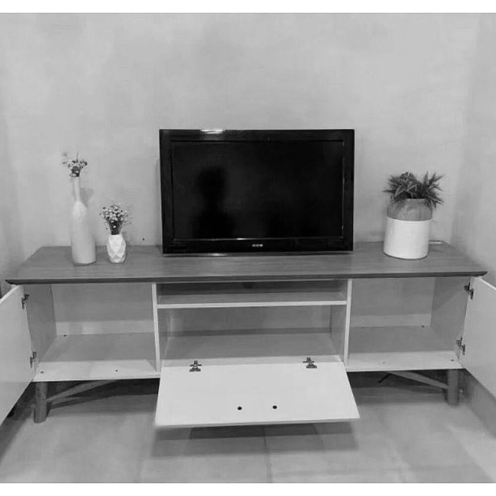 Rack Felix para TV até 75 Polegadas 3 Portas EDN Off White Cedro - Móveis furniture