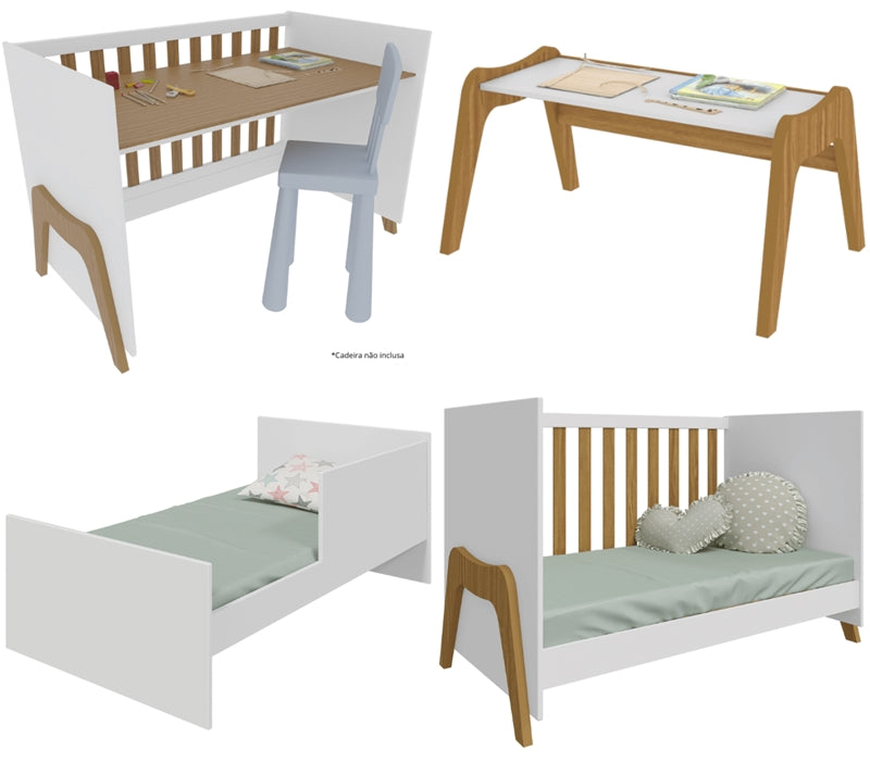 Berço Guti Retrô Americano Branco Brilho/Amêndoa – PEROBA MÓVEIS - Móveis furniture