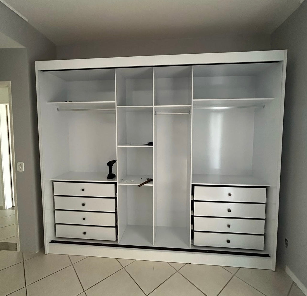 Guarda-Roupa Sollo Plus(1 porta espelhada) 2,73m – NOVO HORIZONTE  BRANCO