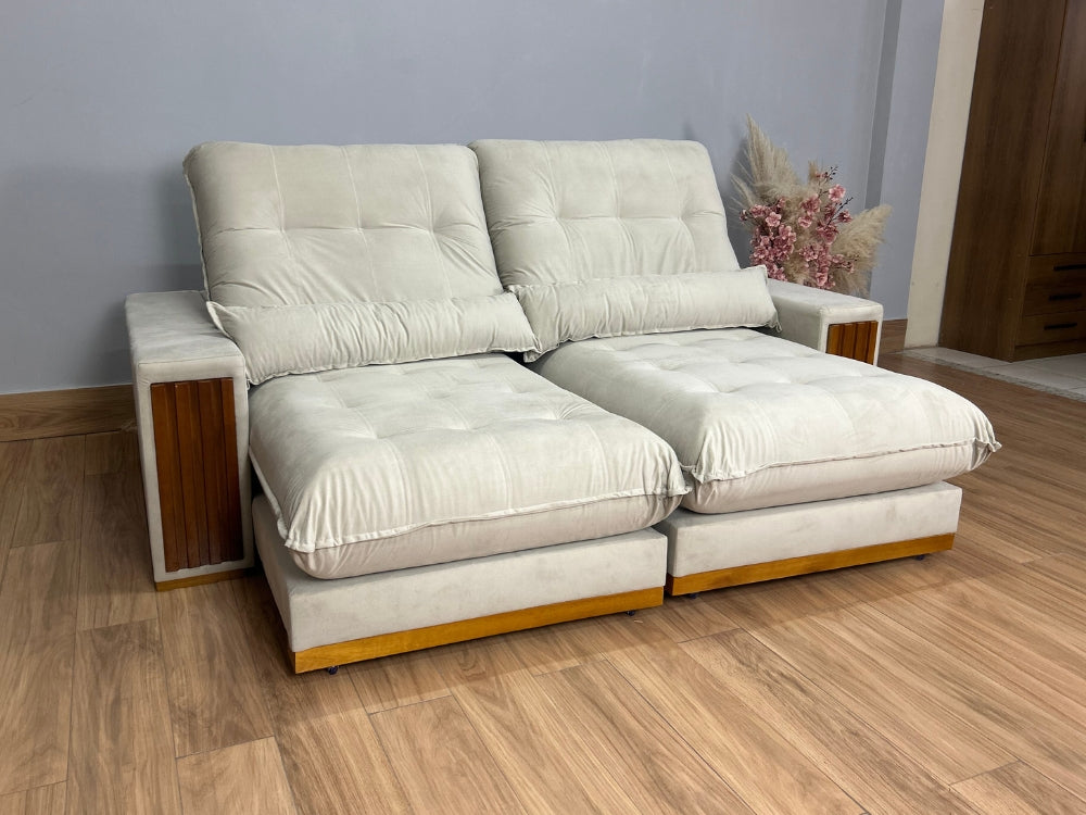 Sofá Retrátil e Reclinável Búzios 2.50m – Bege Veludo