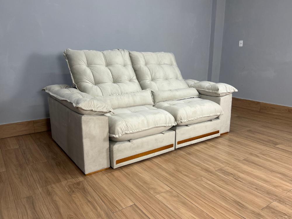 Sofá Retrátil e Reclinável Istambul 2.10m – Bege Veludo