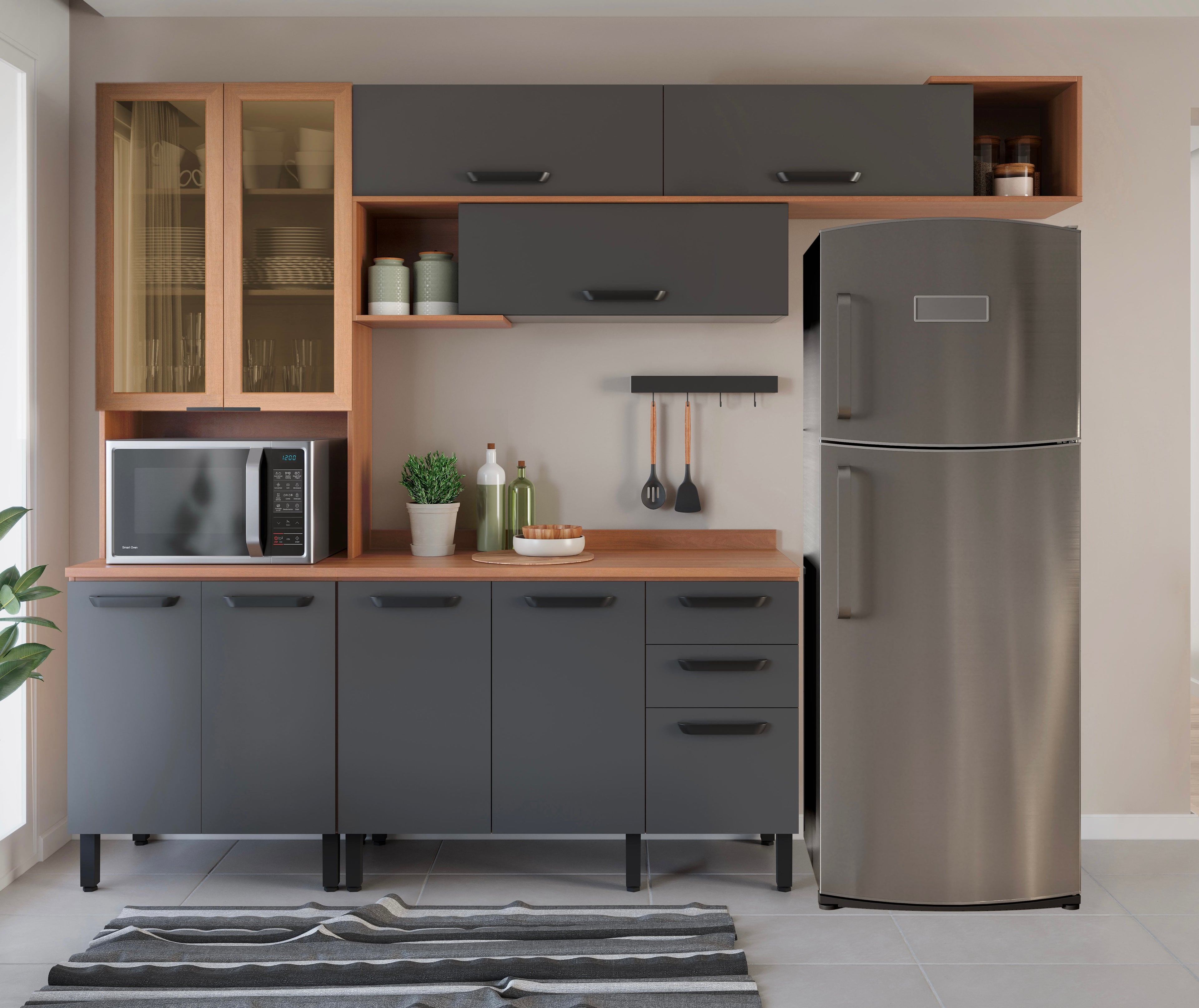 Cozinha Pimenta Reflecta Completa grafite/freijo