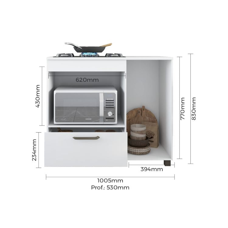 Balcao CookTop Manu Plus 4 Bocas Freijo Moveis Parana