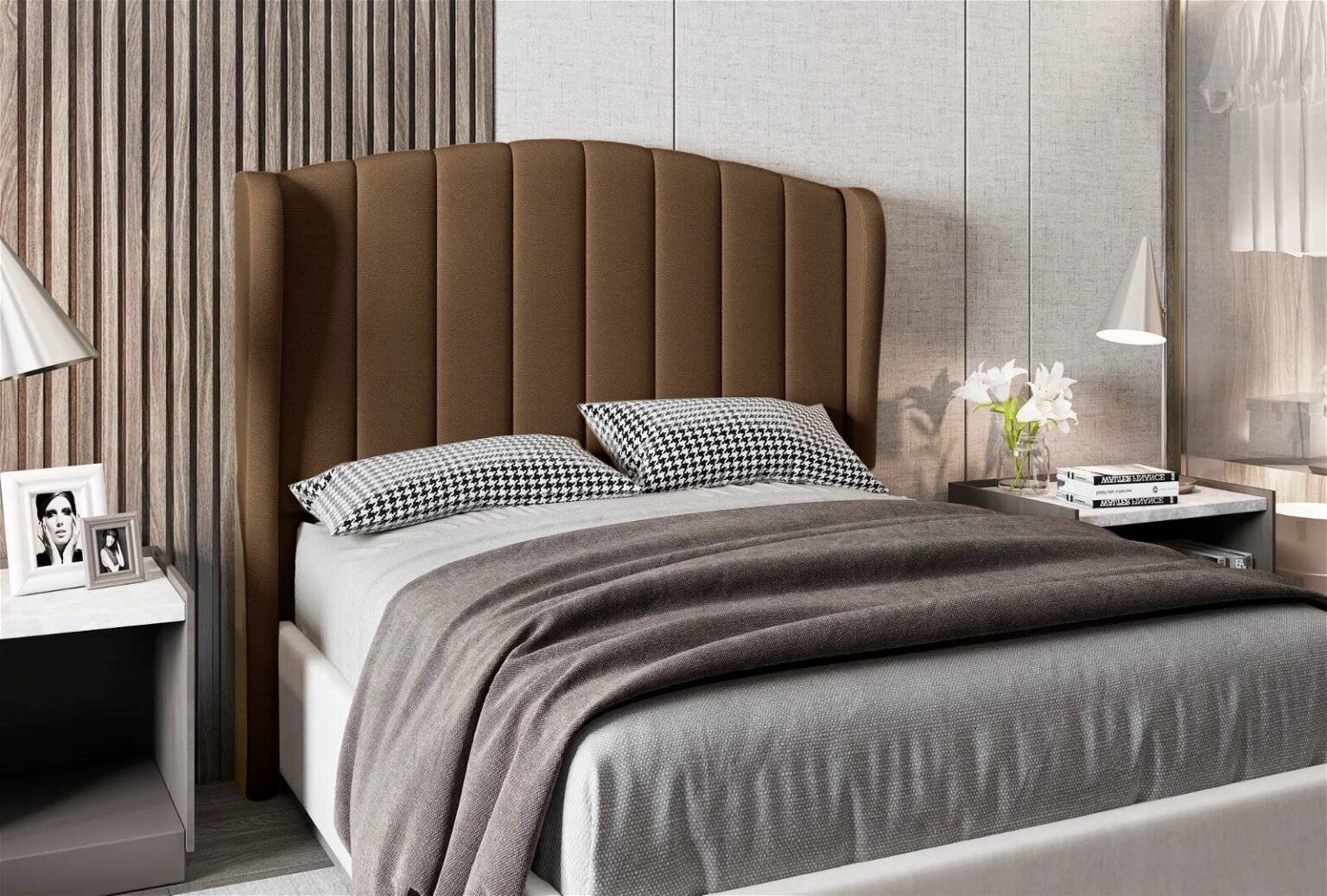 Cabeceira Casal Grazy Veludo Capuccino - Móveis furniture