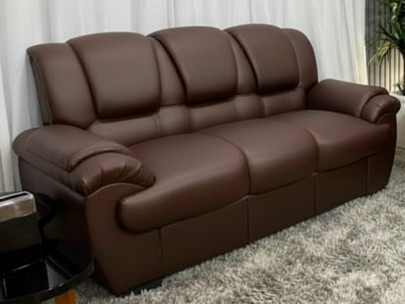 Sofá 2 e 3 Lugares Corino Marrom Mônaco