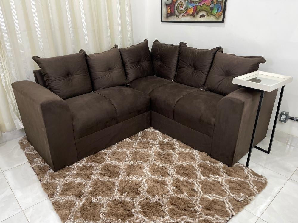 Conjunto de sofá de canto 2 x 3 lugares Félix – Marrom/Floral Flex - Móveis furniture