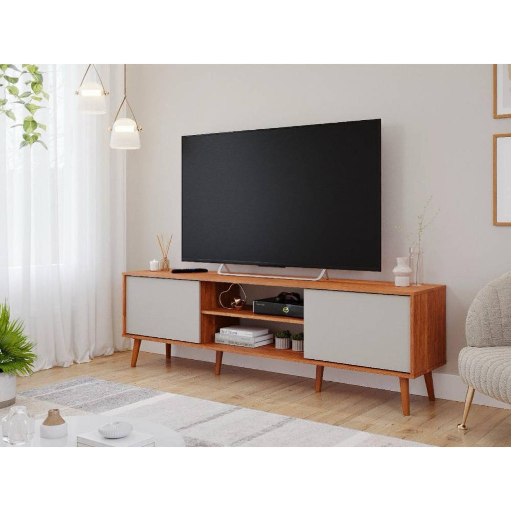 Rack Bancada Berlim para Tvs até 60" - Cinamomo/Off White - Móveis furniture