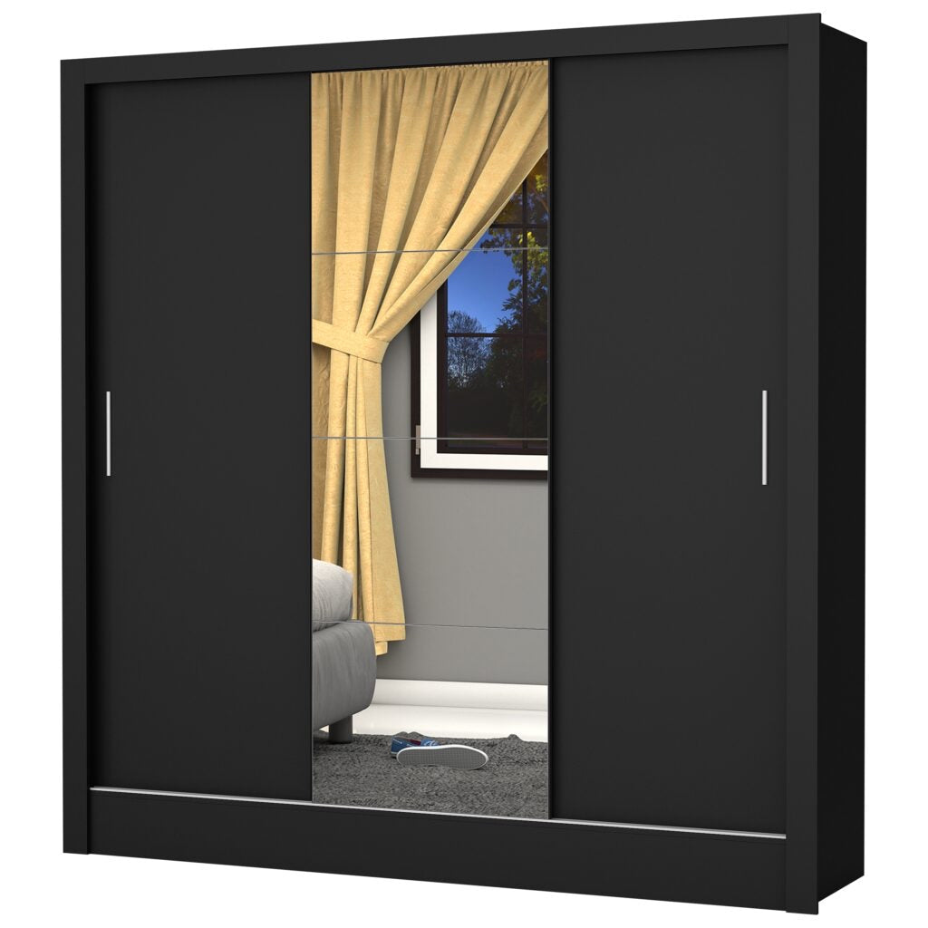 Guarda-Roupa Dubai/Santiago Plus(1 Porta espelhada) 1,79 m Preto – CARIOCA MÓVEIS - Móveis furniture