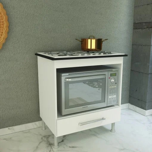 Balcão para Cooktop Indekes 75cm 1 Gaveta Branco - Móveis furniture