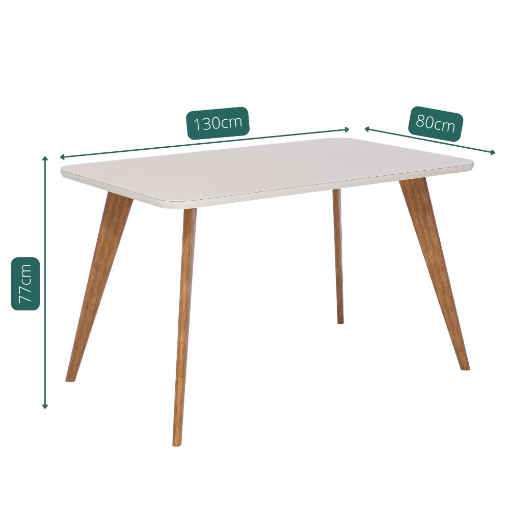Mesa Acerola 130 (C/Vidro) Madeira/Off White – CIMOL
