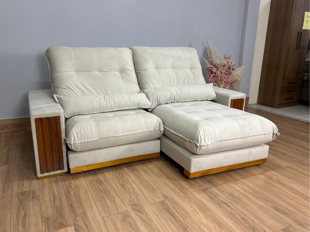 Sofá Retrátil e Reclinável Búzios 2.50m – Bege Veludo