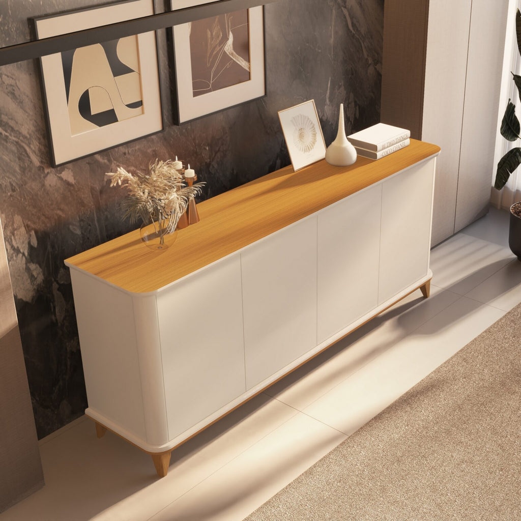 Buffet 4 Portas Aron Off White/Cedro – EDN MÓVEIS