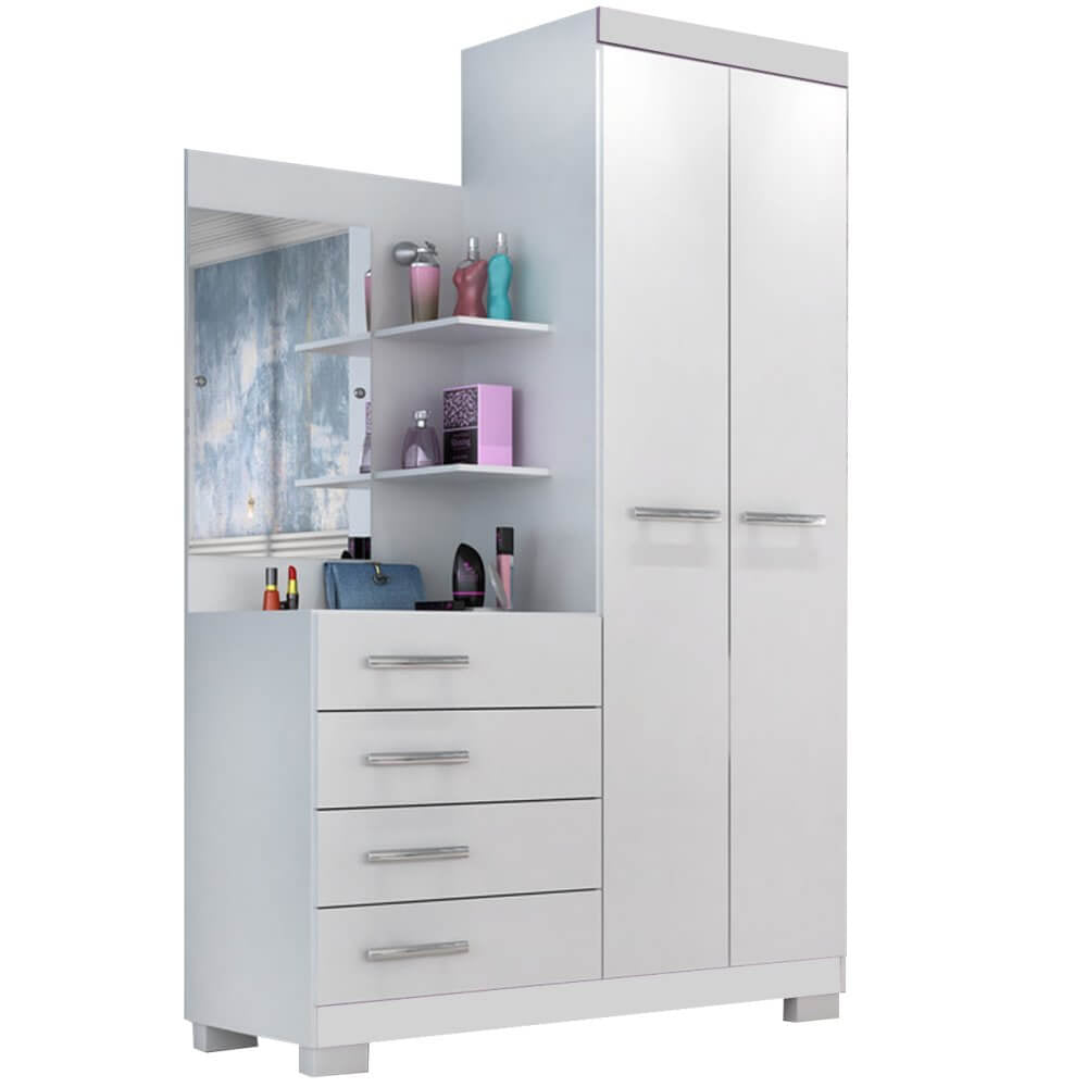Cômoda Melissa 4 Gavetas 2 Portas com Espelho ACP - Móveis furniture