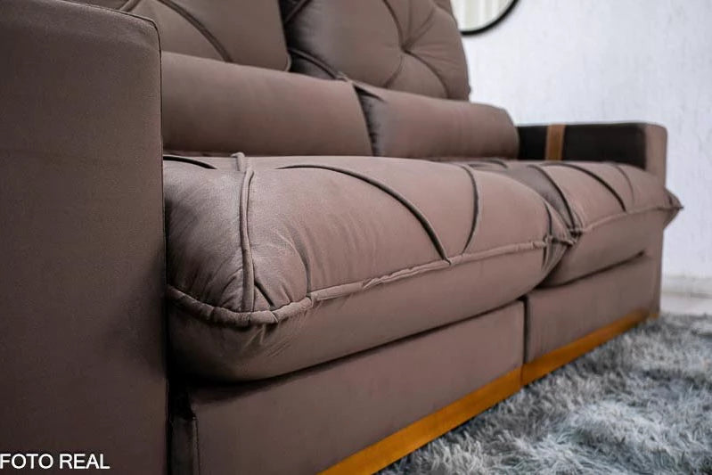 Sofá Retrátil Reclinável 2.50m Mônaco Veludo Marrom 108 - D33 e Molas Ensacadas - Móveis furniture