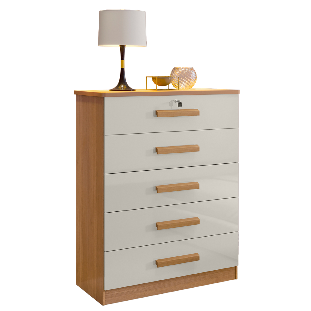 Cômoda 5 Gavetas Ipanema Cinamono/Off White – D’DORO MÓVEIS - Móveis furniture