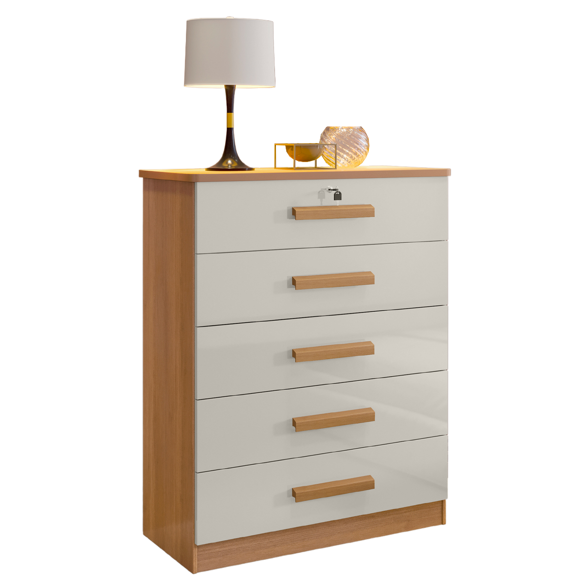 Cômoda 5 Gavetas Ipanema Cinamono/Off White – D’DORO MÓVEIS - Móveis furniture