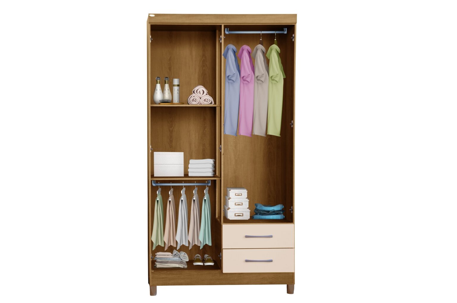 Guarda-Roupa 4 Portas Madri Mel/Off White – RUD RACK - Móveis furniture