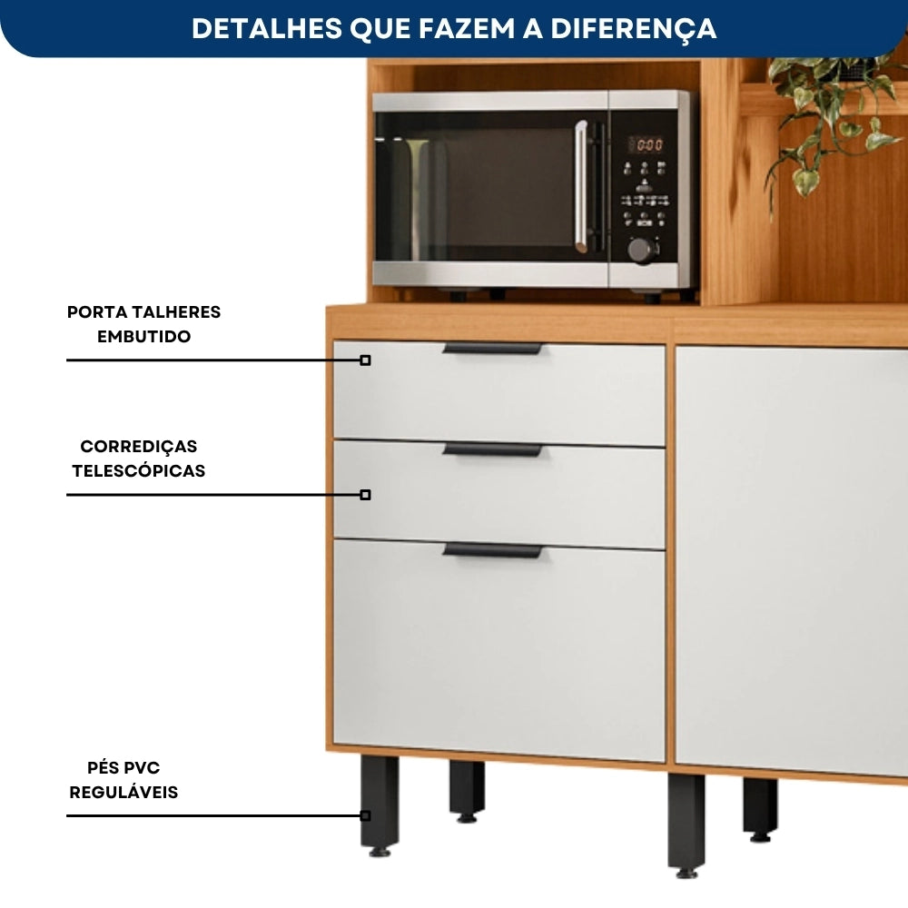 Armário de Cozinha Murano 7 Portas 2 Gavetas Poliman