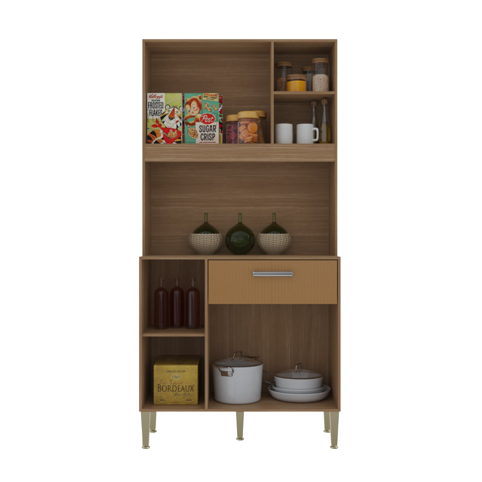 Kit Cozinha Zen 0,90 m Freijó/Caramelo – KIT’S PARANÁ