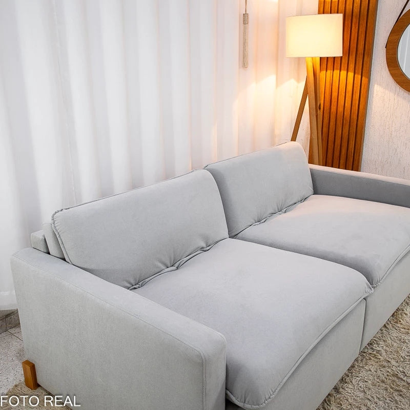 Sofá Retrátil Luma 2.00m Veludo Premium Cinza 36 - Sem Caixa