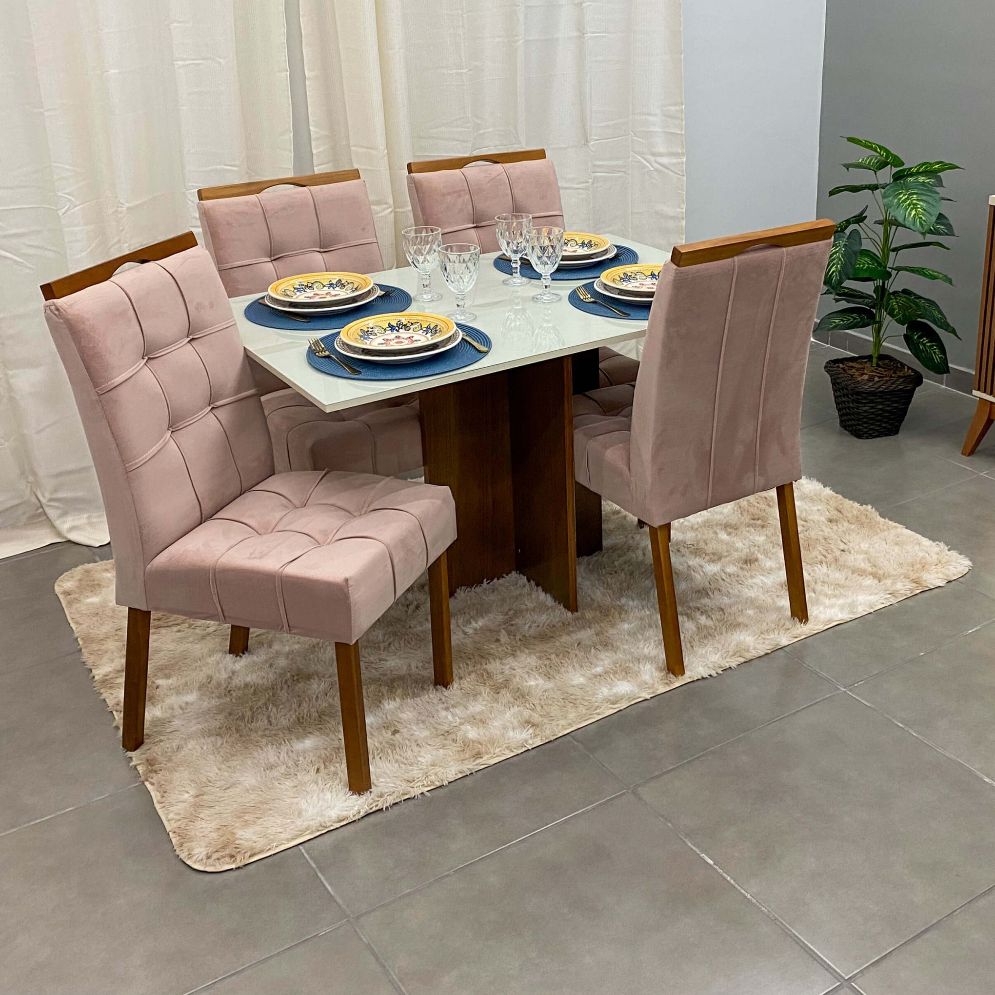 Mesa de Jantar Los Angeles 120x80cm com 4 Cadeiras - Móveis furniture