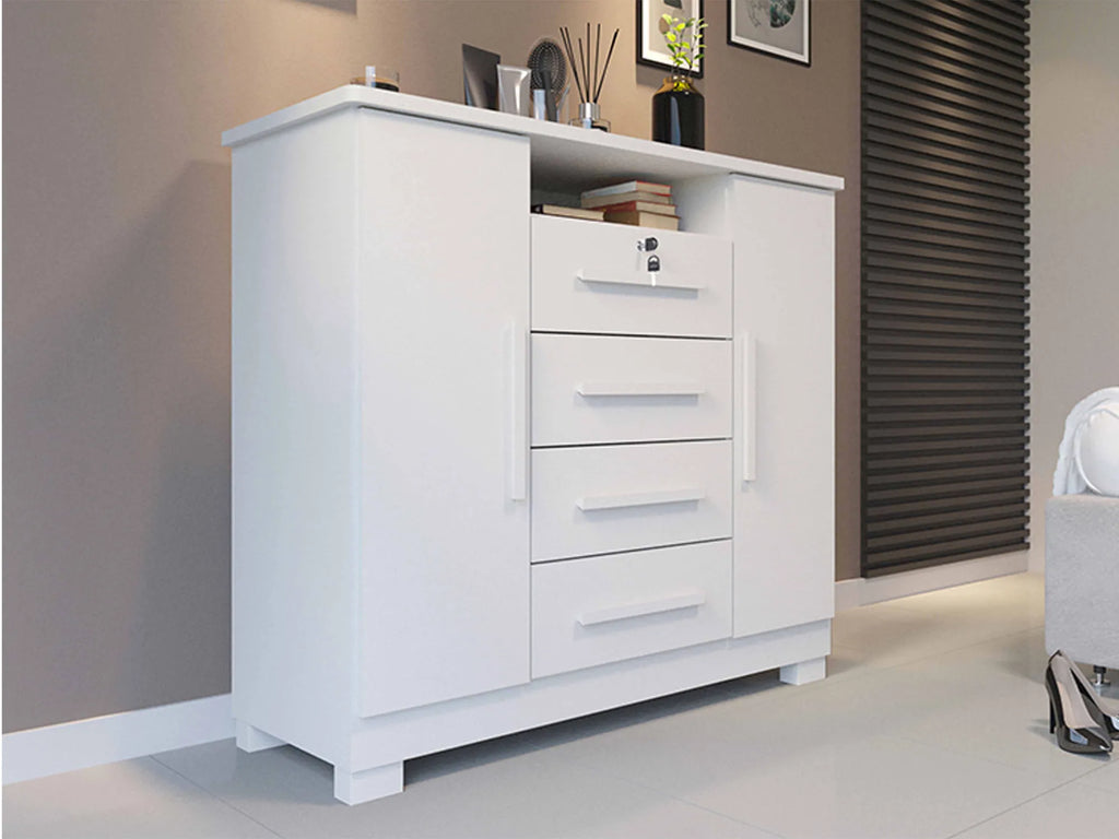 Cômoda Versales 4 Gavetas e 2 Portas Imop Branco - Móveis furniture