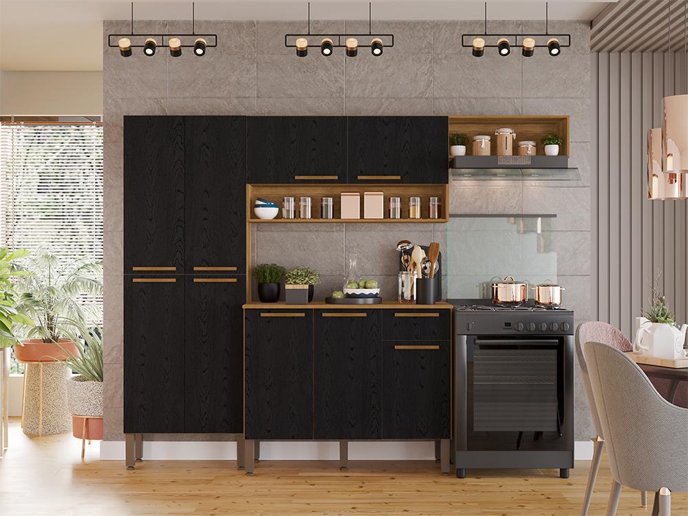 Cozinha Completa Madri 4 peças – Cinamomo/Preto