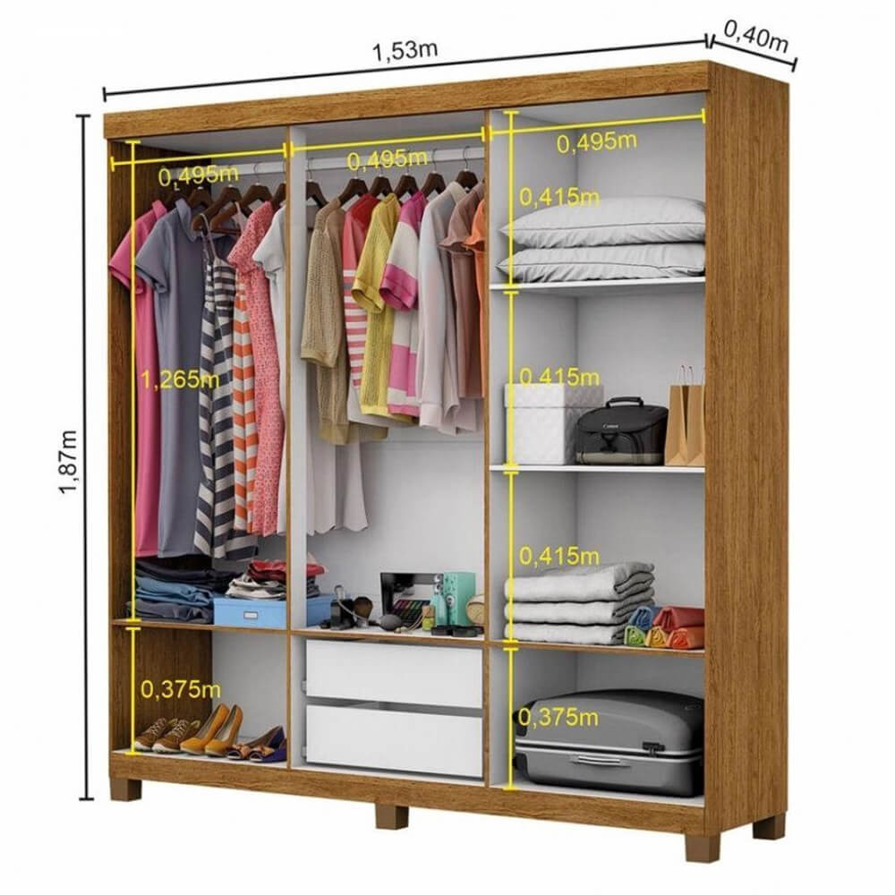 Guarda Roupa Recife Casal 6 Portas 2 Gavetas - Móveis furniture