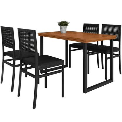 Mesa de Jantar Italia 120x80cm com 4 Cadeiras Barcelona Paonanda