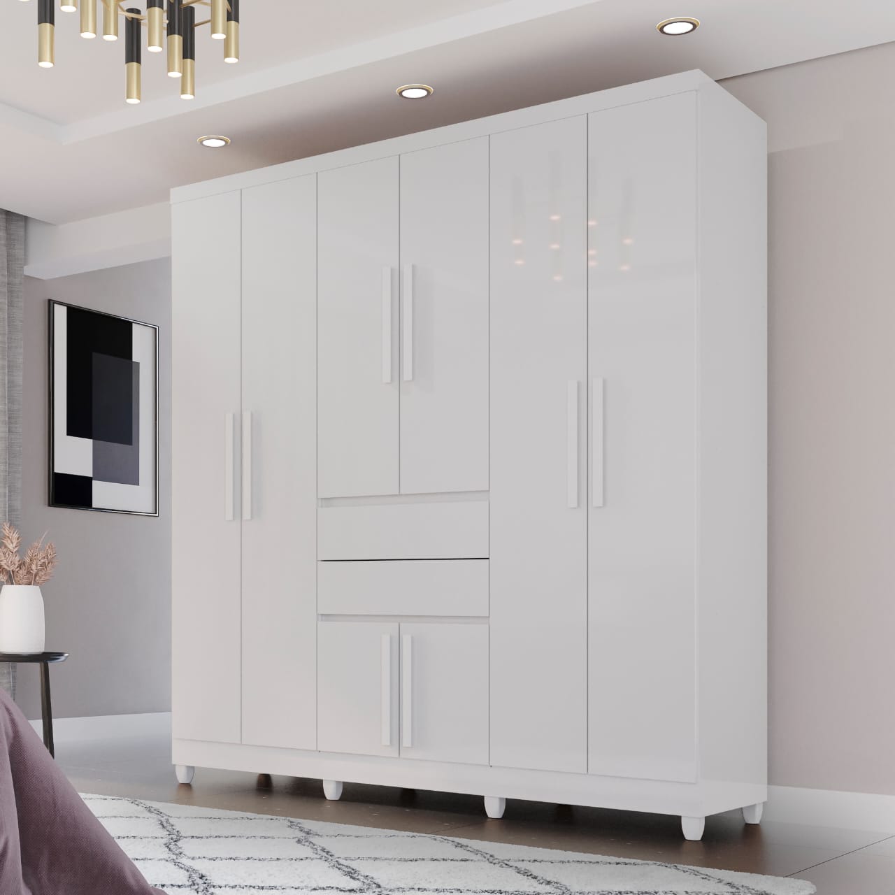 Roupeiro Master Top 8P2G Branco Neve Imop - Móveis furniture