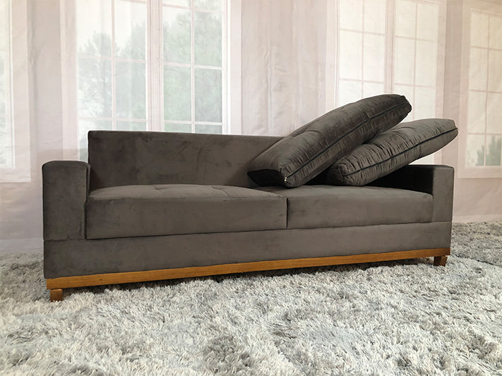 Sofá 3 Lugares Living 2,15 m Marrom Milena - Móveis furniture