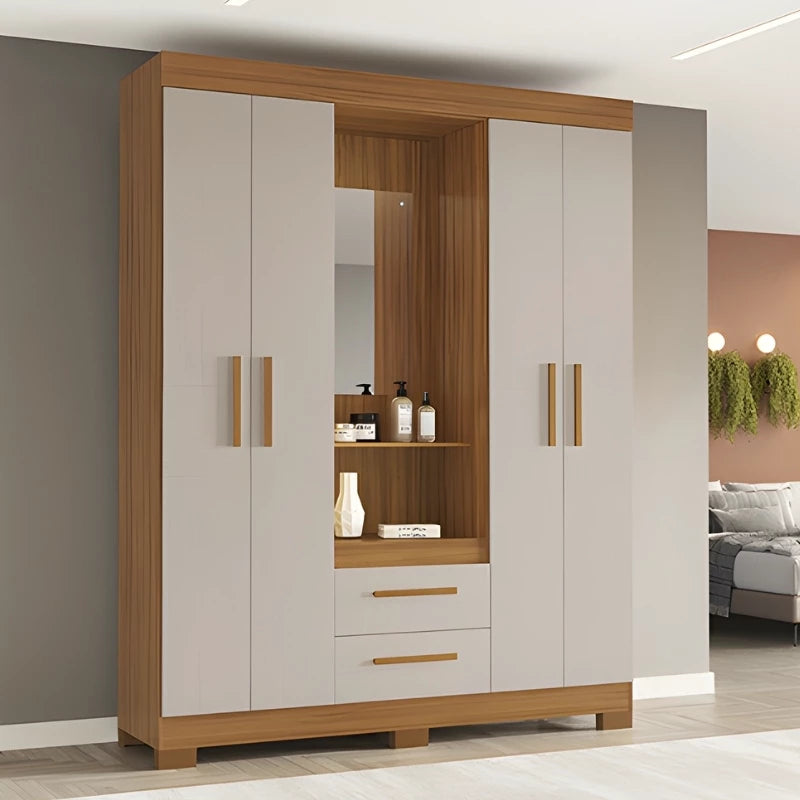 Guarda-Roupa NT 6055 4 portas 3 Gavetas Freijó/Off C/Pés Larg. 1.38m - Notável