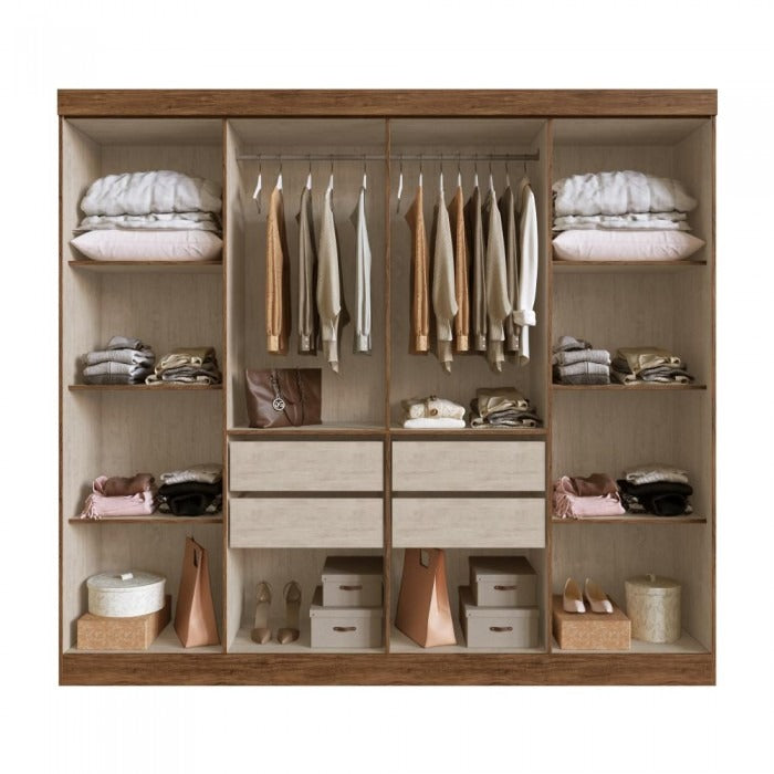 Guarda-Roupa 8 Portas Califórnia 60800 2,42 m Castanho/Nude – DORIPEL