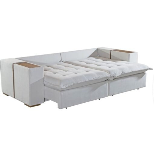 Sofá Cama Tebas 2,52 m Linho Gelo 07/Corino Dallas 07 – INNOVE ESTOFADOS